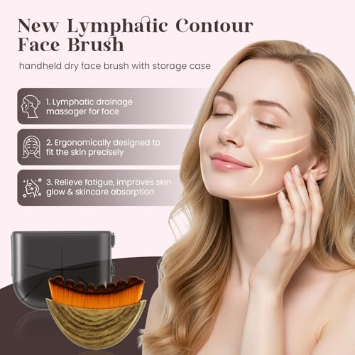 image for Duoffanny Lymphatic Contour Face Brush and Jade Gua Sha Set, 2-in-1 Ma
