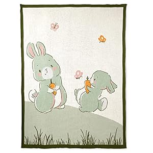 The White Cradle gestrickte Babydecke aus Bio-Baumwolle für Wiege/Kinderbett, ultraweich und warm, dick, Aber sehr leicht, Babys (100×80 cm) – Kaninchen
