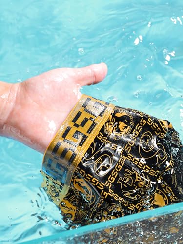 Gift Boxed Men's Underwear Boxer Briefs, Ice Silk Trunks Calzoncillos Underpants, Wicking Breathable Luxury Black Gold4