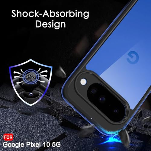 Image of TheGiftKart Ultra-Hybrid Shockproof Back Cover Case for Google Pixel 10 | Camera Protection Bump | Hard Back Cover Case for Pixel 10 (PC & TPU, Transparent Clear Back, Black Sides)