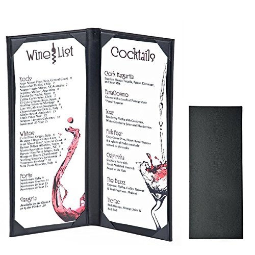 Menu Holder 10 Pack Menu Covers 2 View Leather Book Style Double Fold Panel for Restaurant (4.25" x 11"/Book Style/10Pcs)