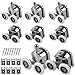 DJAPWPX 8Pcs Curved Shower Door Rollers 23mm Aluminum Alloy Top and Bottom Shower Wheel Quiet Shower Door Pulley Replacement with Anti-Collision Pad and Screws for 4-6mm Glass Door, Silver