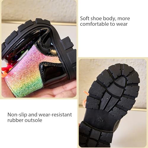 Girls Lace-Up Colorful Shiny Ankle Boots Fashion Non-Slip Cute Combat Boots For Toddler/Little Kid/Big Kid3