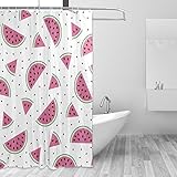 JSTEL Dekorativer Duschvorhang mit Melonen-Wassermelonen-Muster, 100 prozent Polyester, 152,4 x 183,9 cm, für Zuhause, Badezimmer, dekorative Duschvorhänge
