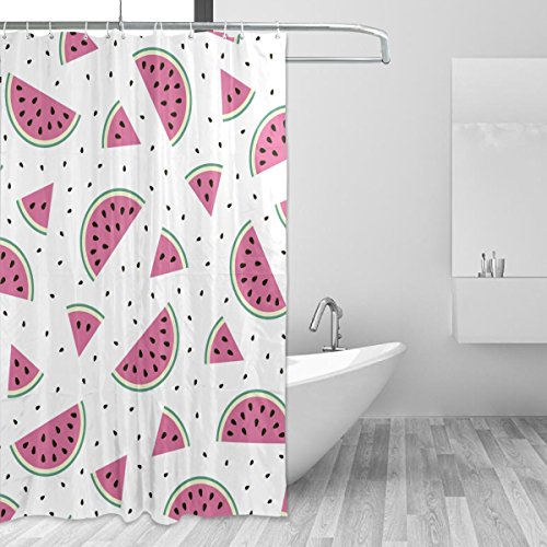 JSTEL Dekorativer Duschvorhang mit Melonen-Wassermelonen-Muster, 100 prozent Polyester, 152,4 x 183,9 cm, für Zuhause, Badezimmer, dekorative Duschvorhänge
