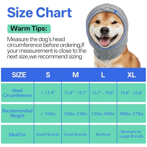 Image of MIGOHI Small Dog Anxiety Relief Ear Muffs - Anti-Slip Dog Ear Cover for Thunderstorm, Fireworks, Sound Reducing Ear Padding & Keep Warm Wrap for Small Dog,M,Gray