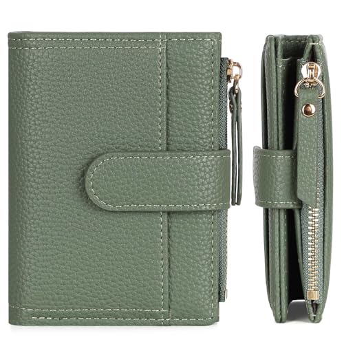 Purses for Women Small Women Wallets Soft Leather Ladies Purse Card Holder with Zipper Coin Pocket and Multiple Card Slots, Green - Image 6