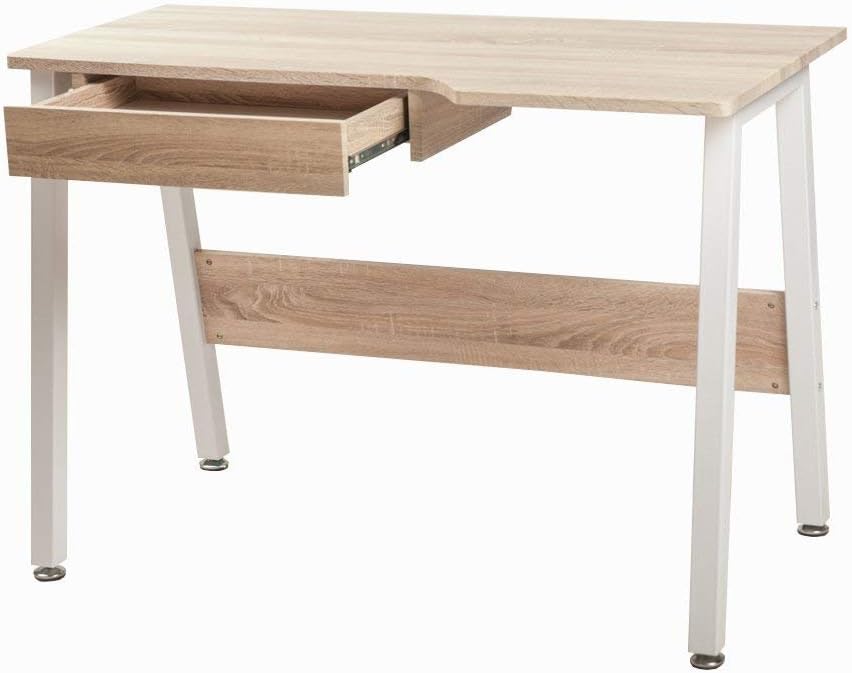 JULYFOX Small Office Desk With Drawers, Solid Wood and Metal Modern Office Computer Desk Table With Storage Drawers Make Up Table For Home Office Small Places