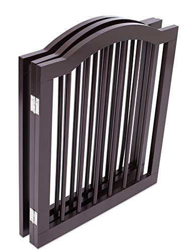 Internet's Best Pet Gate With Arched Top - 3 Panel - 24 Inch Step Over Fence - Free Standing Folding Z Shape Indoor Doorway Hall Stairs Dog Puppy Gate - Fully Assembled - Espresso - Mdf #TOP7