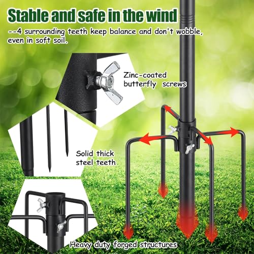 Harrms Vogelhausständer Metall, Vogelnesthalter Vogelhaus-Stange Verstellbar 220cm, Gestell für Vogelfutterhaus für Garten, Balkon, Outdoor, Hof, Schwarz