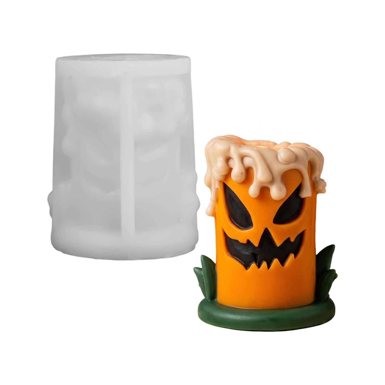 Oxxggkao Pumpkin Cylinder Silicone Molds Halloween Themed Silicone Molds for Soap Making Home Decoration Soap Making Cast
