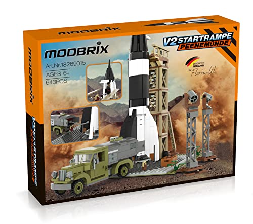 Bausteine V2 Rakete mit Startrampe und Hanomag Tankwagen, Klemmbausteine Bauset – Bild 3
