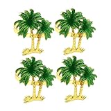 Hoement 4 Piezas Hebillas de Servilleta Decorativas de Árbol de de Anillos para Fiesta Hawaiana Soporte Resistente de Hierro para Mesa y Decoración