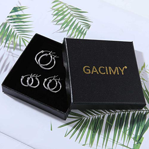 Gacimy Small Hoop Earrings For Women, 14K White Gold Plated Hoops With 925 Sterling Silver Post, White Gold 14 16 20Mm #TOP5