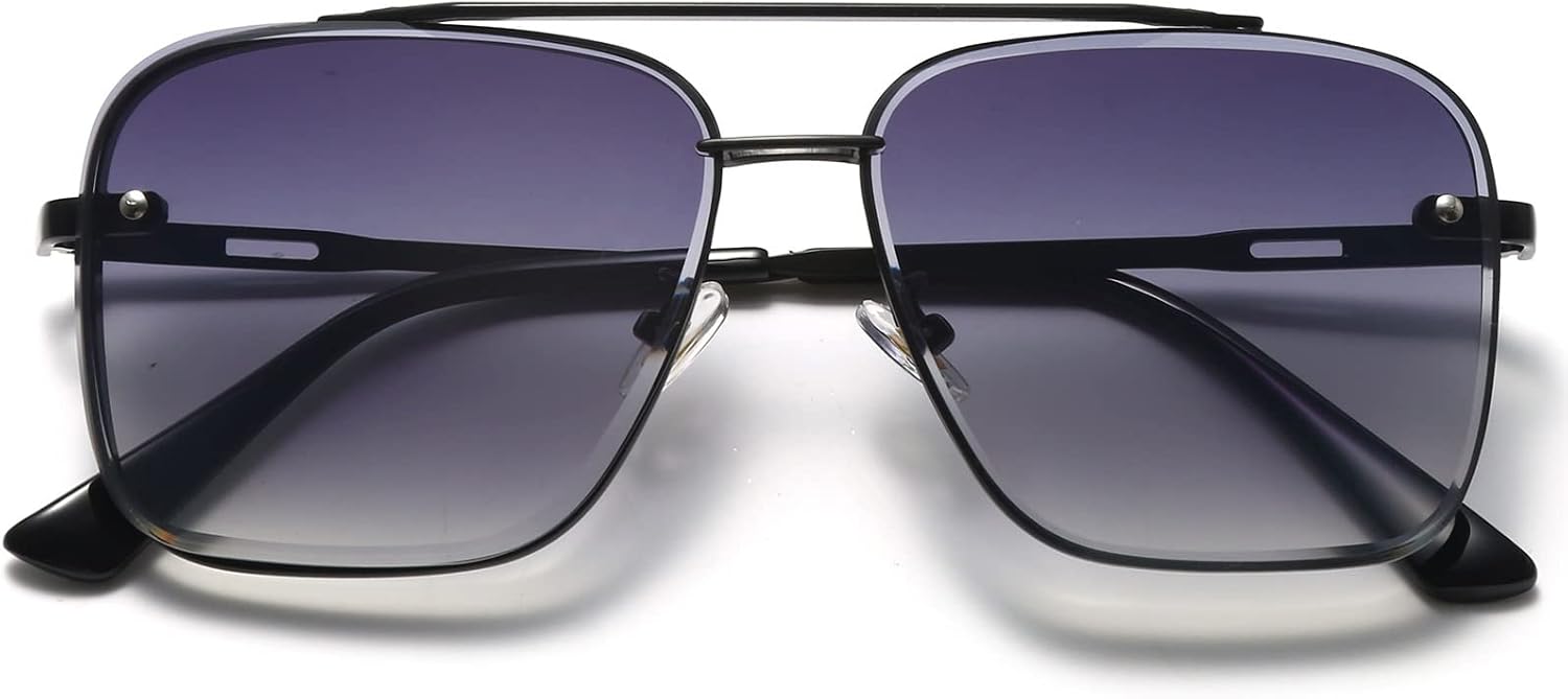 Breaksun Oversized Square Aviator Sunglasses for Men Women Fashion Metal Frame Aviator Sun Glasses Tinted Lens