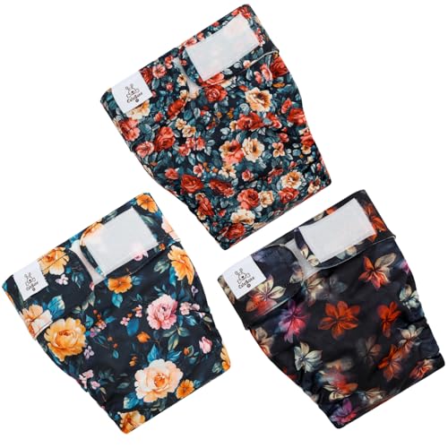 Image of CuteBone Washable Dog Diapers Female No Tail Hole 3 Pack Reusable Doggie Period Training Pants for Docked-Tail Frenchie French Bulldog Boston Terrier Without Tail WWD33L