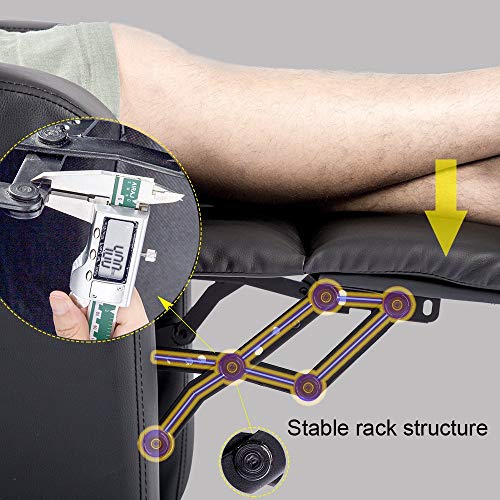 Sillón reclinable cuero PU negro confortable miniatura 5