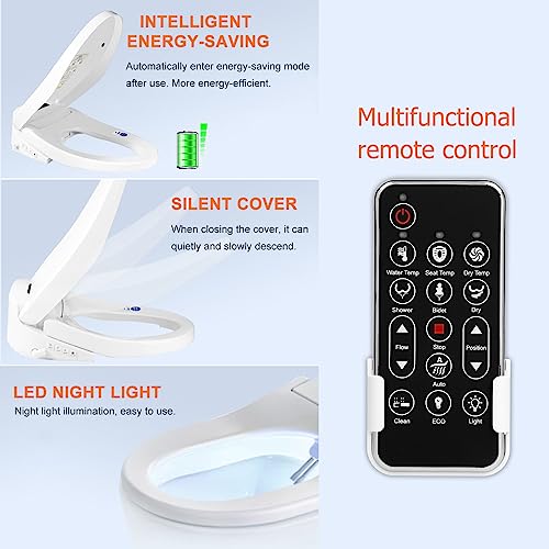 Electric Bidet Smart Toilet Seat With Remote Control, With Warm Air Drying And Women's Washing Function,Energy Saving Mode,Stainless Steel Nozzle, Self-Cleaning, Heated Toilet Seat With Bidet #TOP3