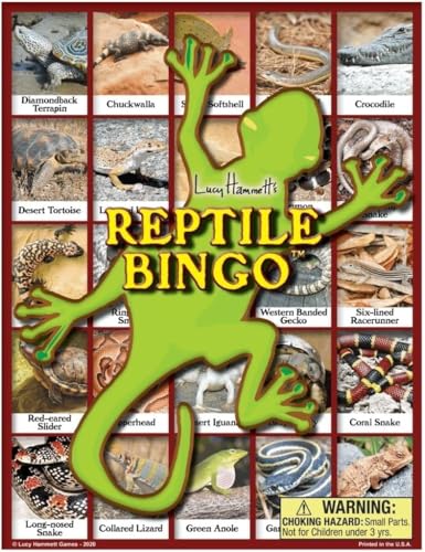 Lucy Hammett Games Reptile Bingo - Educational & Fun Game with 6 Picture Boards, 42 Informative Cards and Bingo Chips for Kids and Families