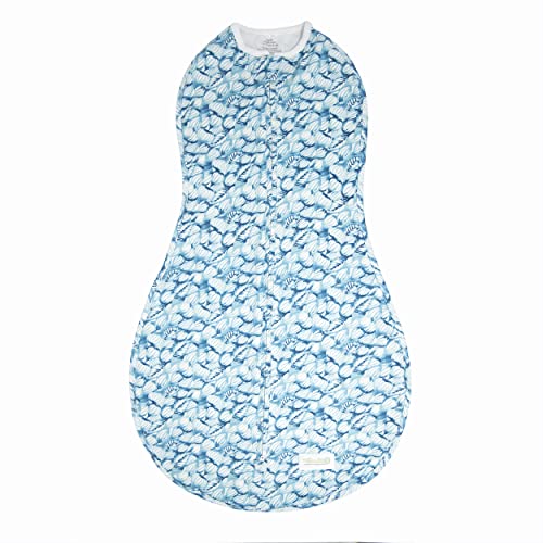 Image of Woombie Grow with Me Baby Swaddle, Convertible Swaddle Fits Babies 0-9 Months, Expands to Wearable Blanket for Babies up to 18 Months, Blue Lanterns