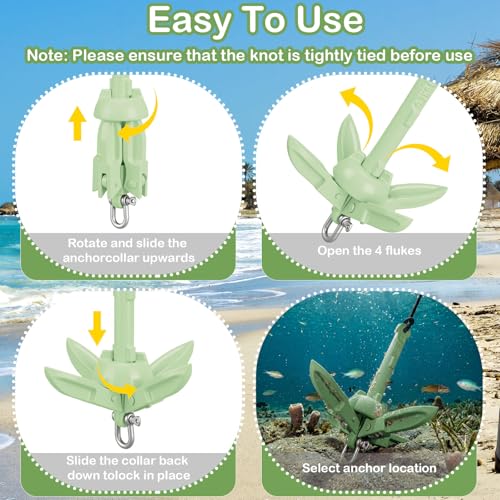Image of MorningRo 1 Pack 1.5 /3.5 lb Marine Kayak Anchor Kit with 40ft Rope and Buoy Folding Grapnel Boat Anchor Kit Kayak Fishing Accessories for Small Boats, Canoe, SUP Paddle Boards