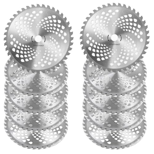 Chaoxinyizu 草刈り機 替え刃 草刈用 チップソー 10枚セット 草刈り機の刃 外径255mm×40T 刃数 耐久性 簡単取り付け タイル 雑草 除草 (10PCS)