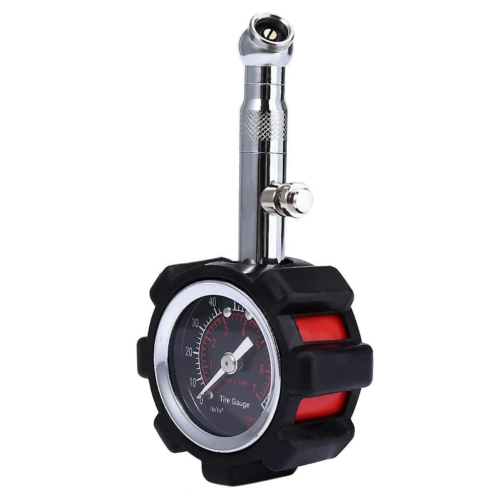 HMTE Manómetro de presión de neumáticos de Alta precisión, Color Negro, 100 PSI, Compatible con manómetro de presión de Aire de Coche preciso, Compatible con Coches, Camiones y Motocicletas