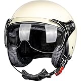 Yesmotor 3/4 Motorcycle Helmets Retro Open Face Scooters Helmet with Clear Visor for...