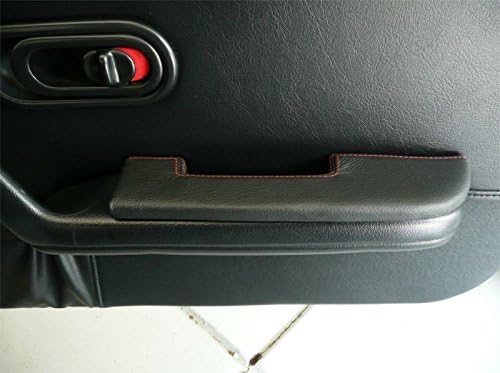RedlineGoods Padded Door armrest Covers Compatible with Mazda Miata NA 1990-97. Tailor Made - not Universal. Genuine top-Grade Italian Black Leather with Black Thread