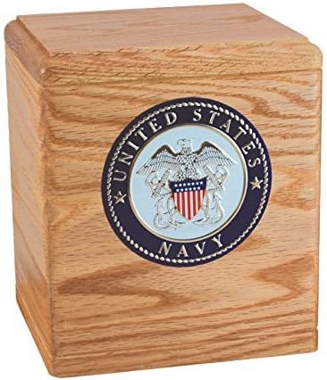 Wood Cremation Urn - Oak Freedom Military (Navy)