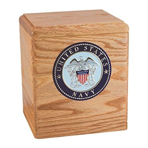 Wood Cremation Urn - Oak Freedom Military (Navy) Cover