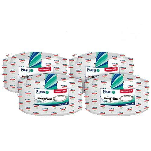 [400 Count] Plasti Plus Disposable Plastic White 6 Inch Dessert Plates, Great For Weddings, Home, Office, School, Party, Picnics, Restaurant, Take-out Fast Food, Outdoor Events, Or Every Day Use,