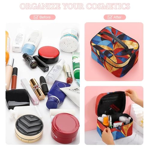 Bolsa de maquillaje grande con cremallera y compartimentos para cosméticos de mujer 7