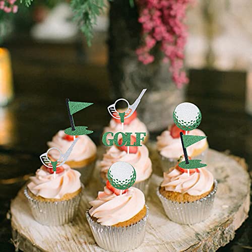 24 Pcs Golf Cupcake Toppers Glitter Sport Golf Ball Cupcake Picks Baby Shower Golf Theme Birthday Party Cake Decorations Supplies #TOP5
