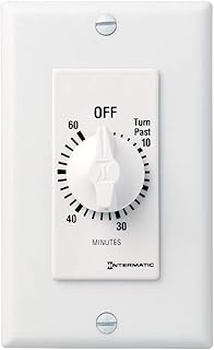 Intermatic FD60MWC 60-Minute Spring-Wound In-Wall Countdown Timer Switch for Auto-Off control of Fans and Lights, White