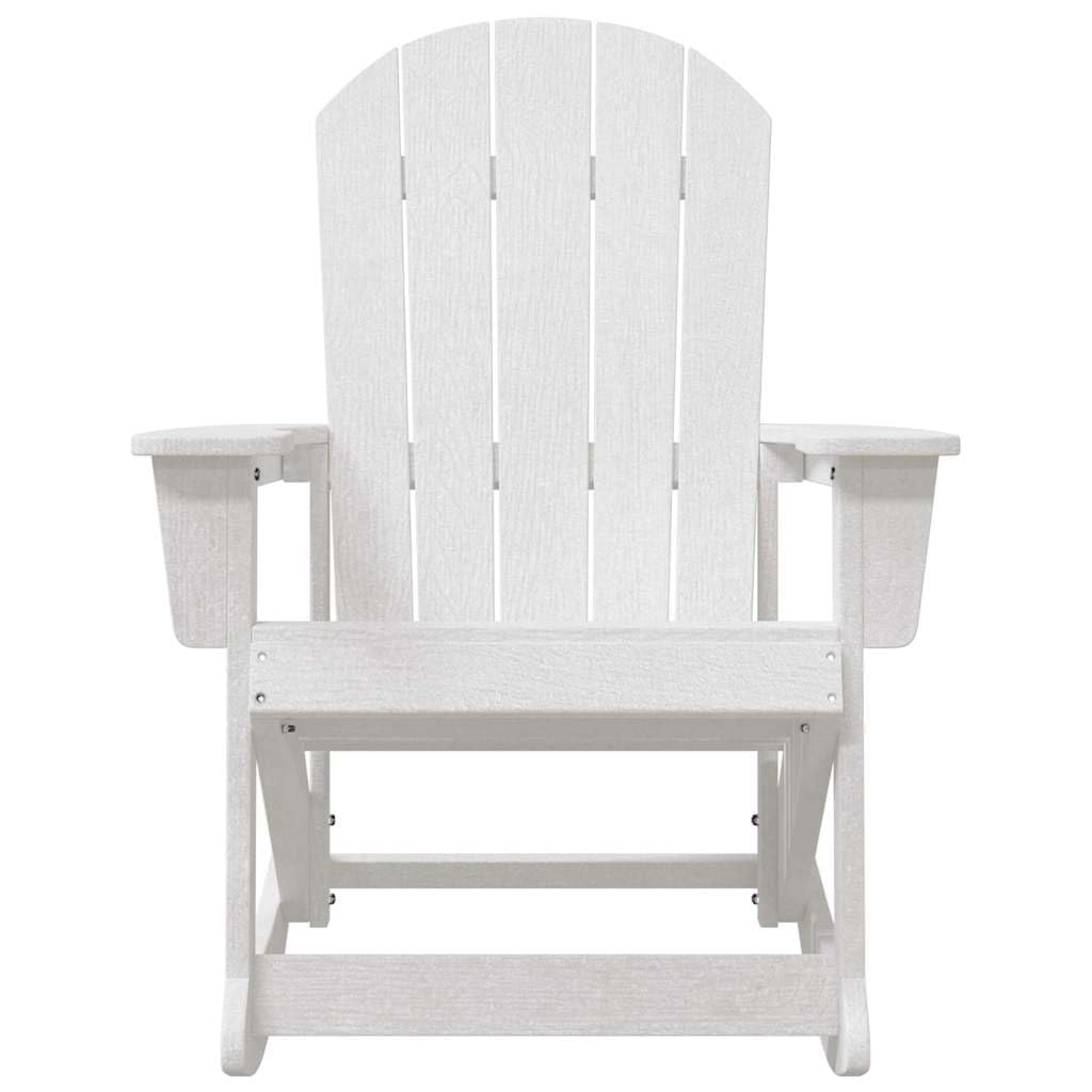 Chaise Adirondack à Bascule, Fauteuil de Jardin en HDPE, Rocking Chair extérieur avec Dossier incliné et Larges accoudoirs, Blanc, 92 x 73,5 x 92 cm