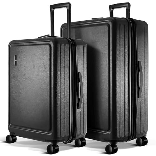 Image of Luggage Sets 2 Piece, 24 Inch Suitcase and 28 Inch Luggage with Spinner Wheels, Durable Hard Shell Suitcase Set, Expandable Travel Suitcases with Wheels, Jet Black