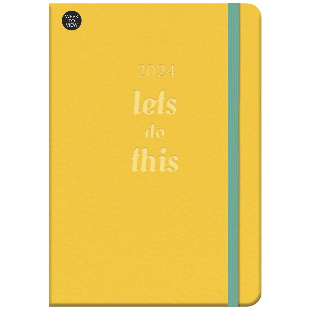 2024 Premium A5 Hardback Pu Cover Desk Diary Week to View A5 Home Office Year Planner, Organizer With Ribbon Marker With Elastic Closure for Business, Office, Home,