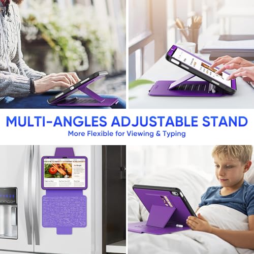 Image of SEYMAC stock Case for iPad (A16) 11th /10th Generation 11 /10.9'', Full-Body Drop Protection,[Stitched Slim Pencil Sleeve],Strong Magnetic Auto Sleep Case, Absorbing Multi-Angles Stand, Card Slot-Purple