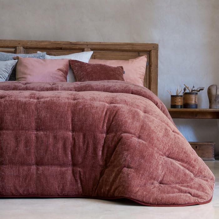 Henko - Colcha Invierno Cama 135 - Tejido Velvet Mate Color Caldera - Napa de 200 gr - Fabricado en España - 235x270 cm (Detroit Caldera)