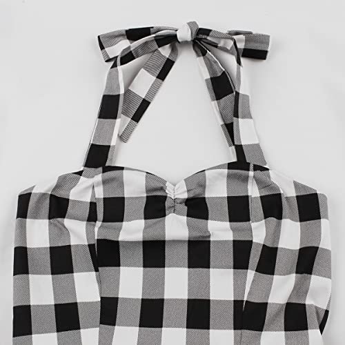 Image of Women Vintage Spaghetti Strap Cami 1950s Polka Dot Rockabilly Swing Dress Casual Boho Floral Print Cocktail Tea Party Dress