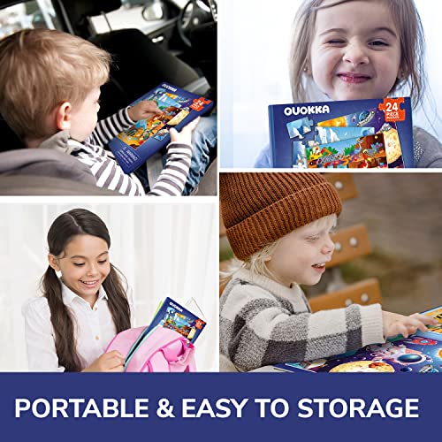 Image of QUOKKA Magnetic Toddler Puzzles Ages 2-4 - 24 Pieces Kids Puzzles Ages 3-5 - Travel Games for Kids 4-6 Boys and Girls - Learning Animal, Space, Dino Car Airplane Road Trip Activities