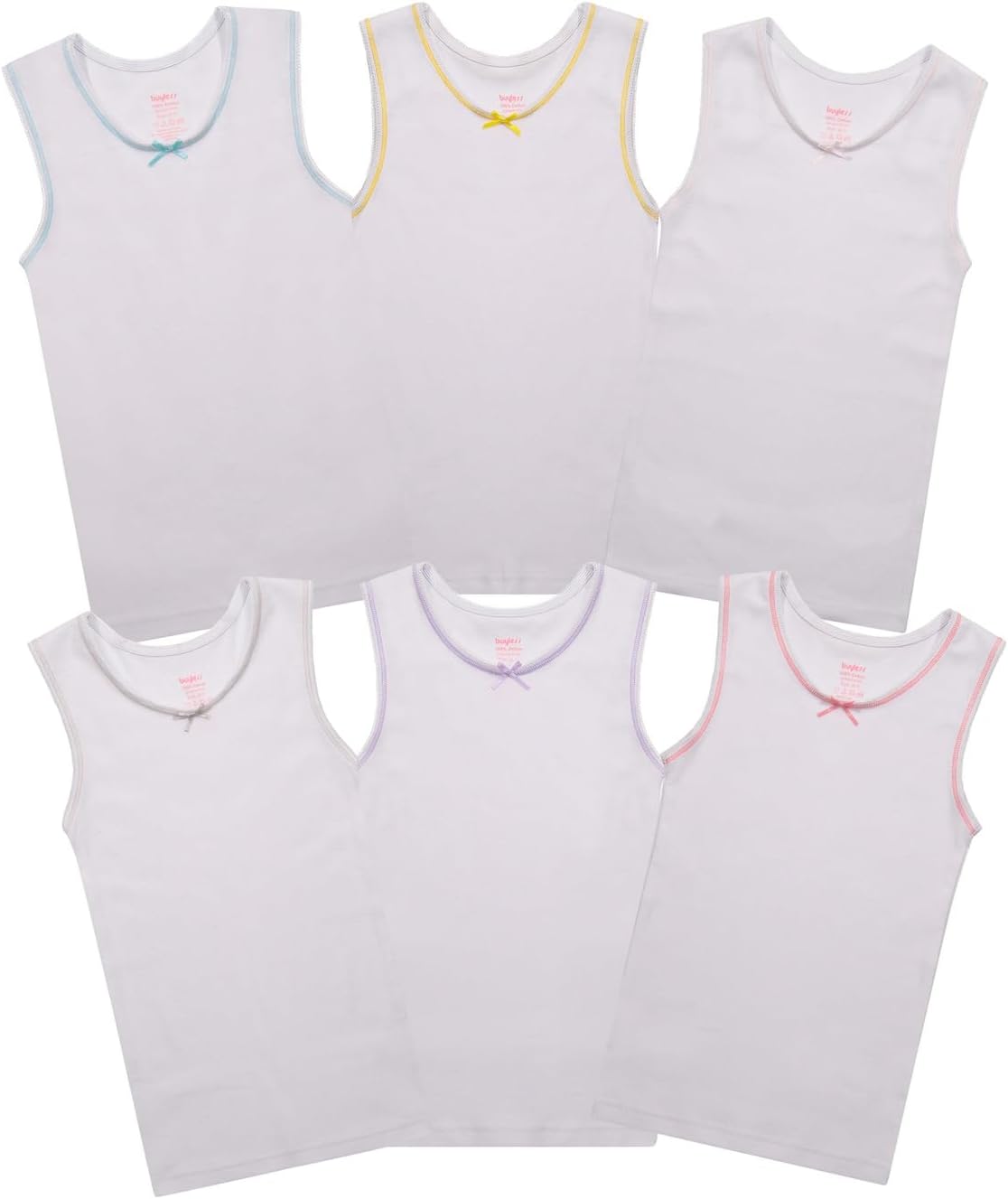 Buyless Fashion Girls Tank Tops - Sleeveless Cami Tanks Cotton Undershirts for Dance Gymnastics, Kids & Toddler Size (6 Pack)