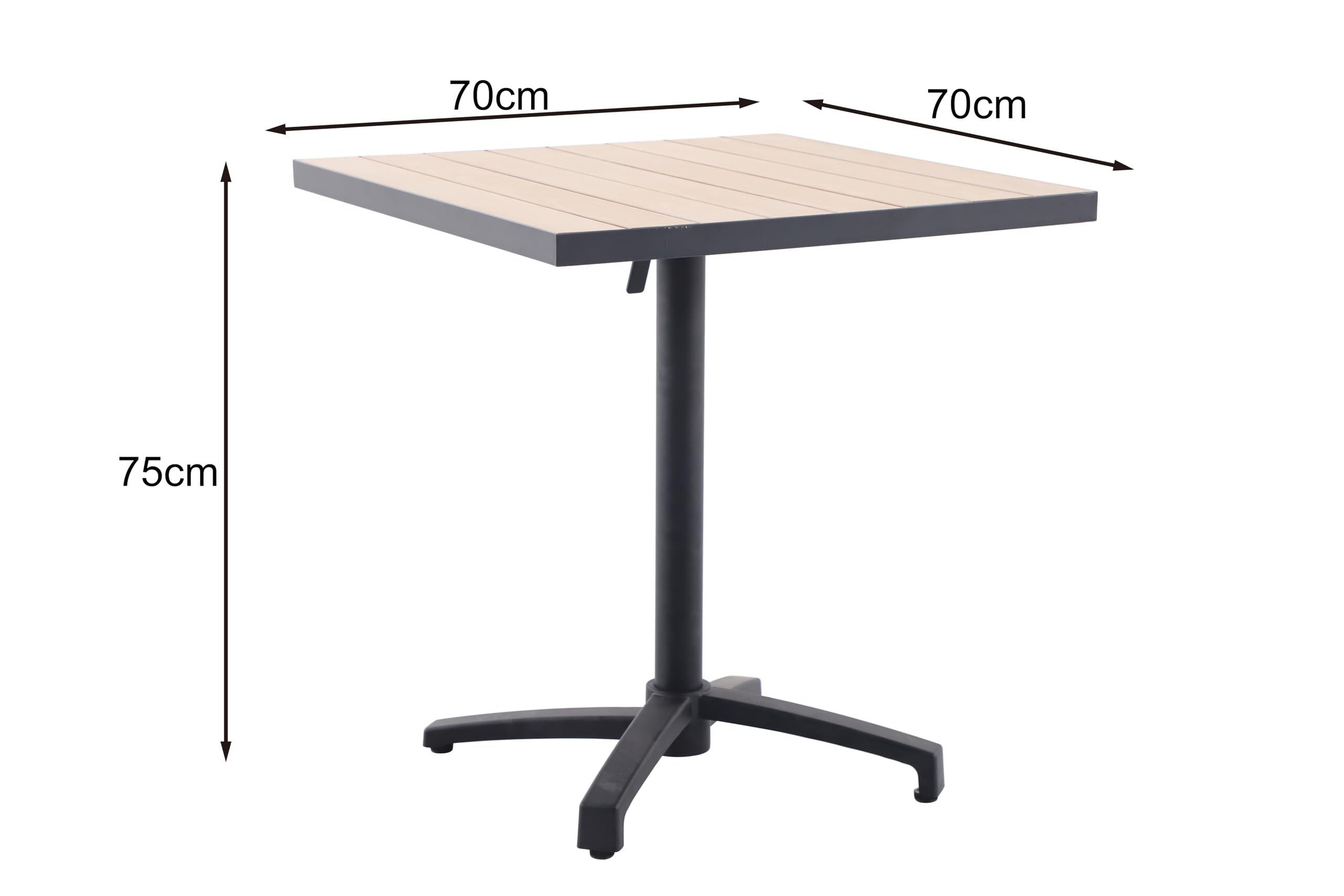 METRO Professional Table Carrée de terrasse SHAD, Rabattable, Aluminium, Aspect Bois, Résistante, Beige/Noir