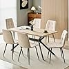 ANVOFONG Set Di 6 Sedie Da Pranzo,Sedia Da Cucina Con Piedi In Metallo Nero,Sedie Imbottite Con Tessuto Di Lino,Sedia Da Camera Da Letto Salotto Soggiorno,Beige
