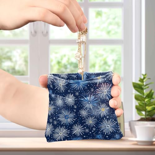 Coin Purse for Women Blue Fireworks Coin Pouch Change Holder PU Leather Mini Wallet Portable Coin Bag Money Pocket4