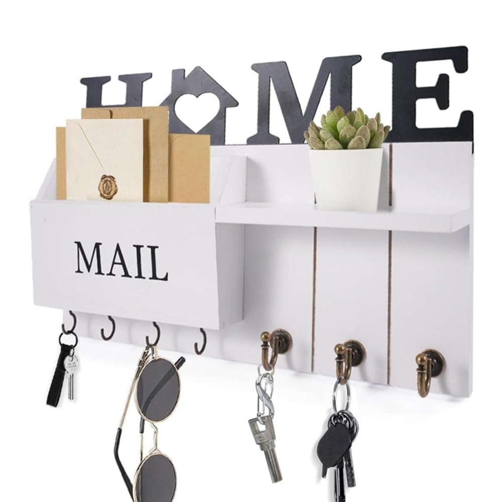 Niciksty Key and Mail Holder for Wall Farmhouse Mail and Key Organizer