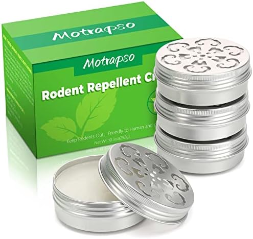 Peppermint Oil to Repel Mice and Rats, 4 Pack Rodent Repellent for Car Engines, Mouse Repellent Keeping Rodents Out of Car House Garages, Human Pet Dog Plant Safe