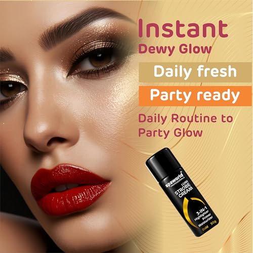 Image of Strobe Cream For Face Gold (30g) | Superb Radiant Combo | Highlighter + Primer + Moisturizer | Hydrating & Illuminating Makeup Base for Instant Glow (Gold)