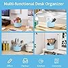 Marbrasse Desk Organizer, 360-Degree Rotating Pen Holder, Desk Organizers and Accessories with 5 Compartments Pencil Holder, Art Supply Storage Box Caddy for Office, Home（Light Blue） #1